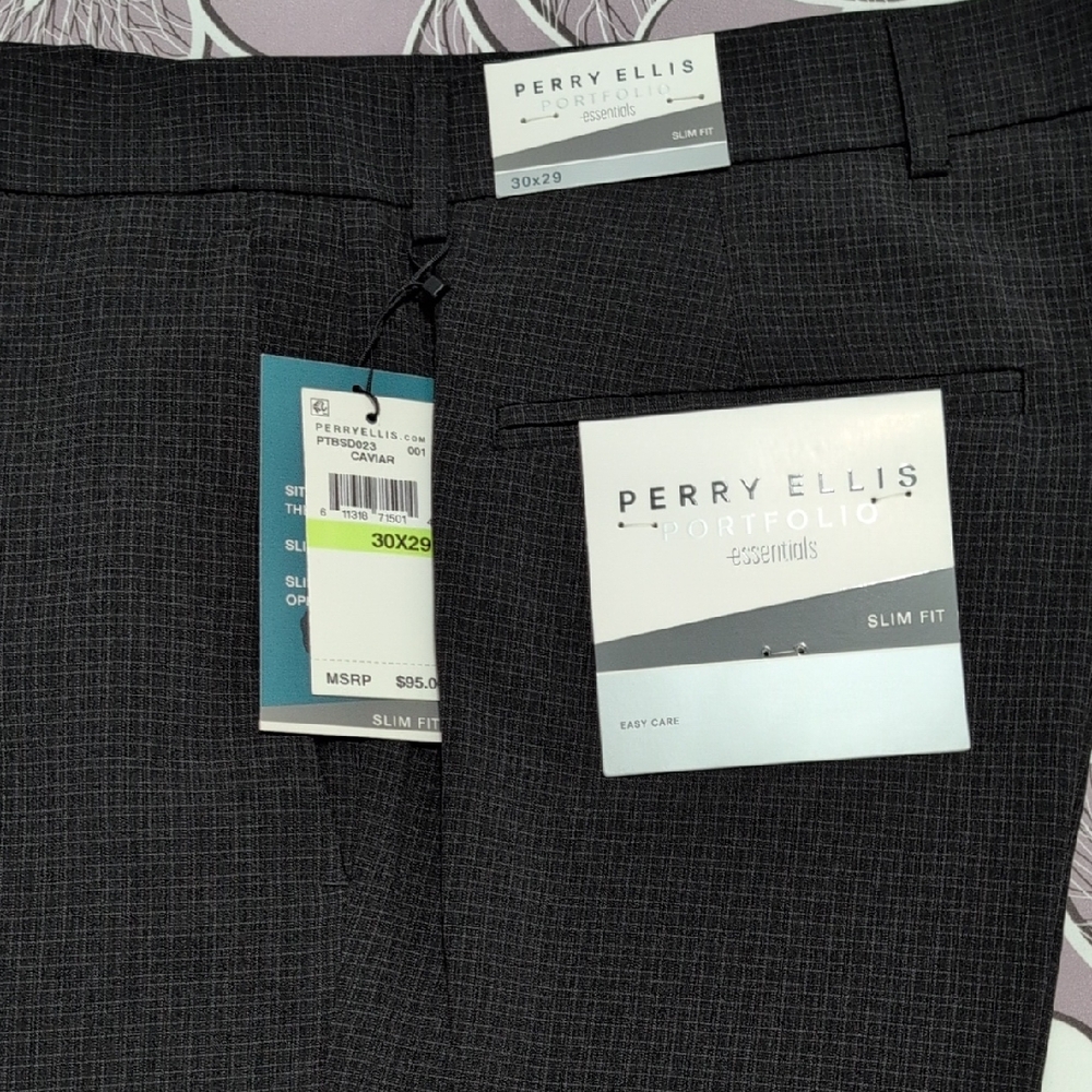 Perry Ellis Charcoal Slim Fit Trousers